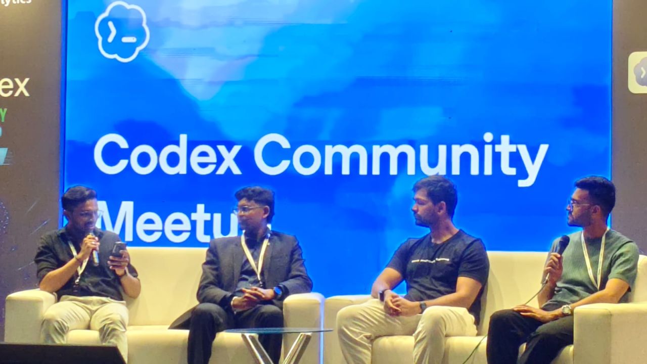 Panel discussion about AI-assisted software development at the Codex Community Meetup Kochi