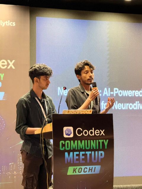 Shayen Thomas and Aaron Thomas presenting NeuroLearn at the Codex Community Meetup Kochi